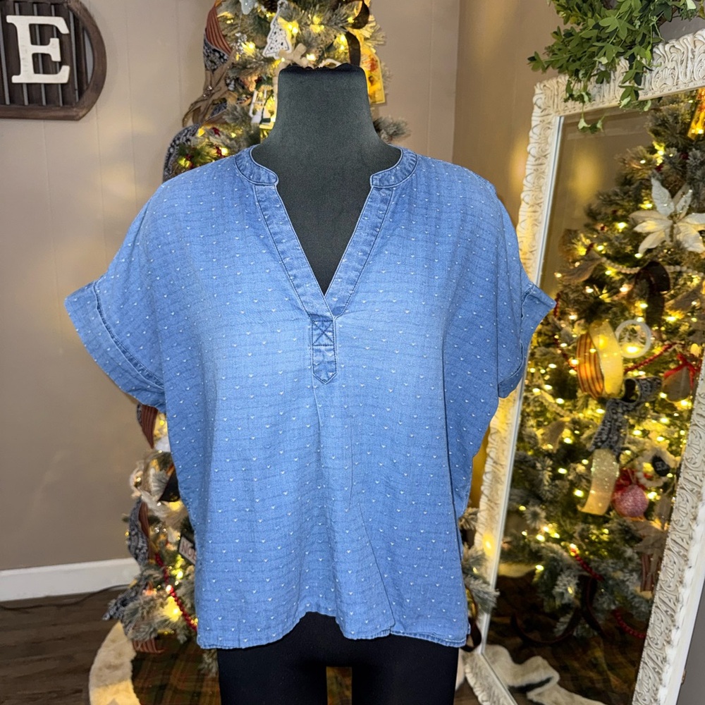Madewell Blue Textured Blouse